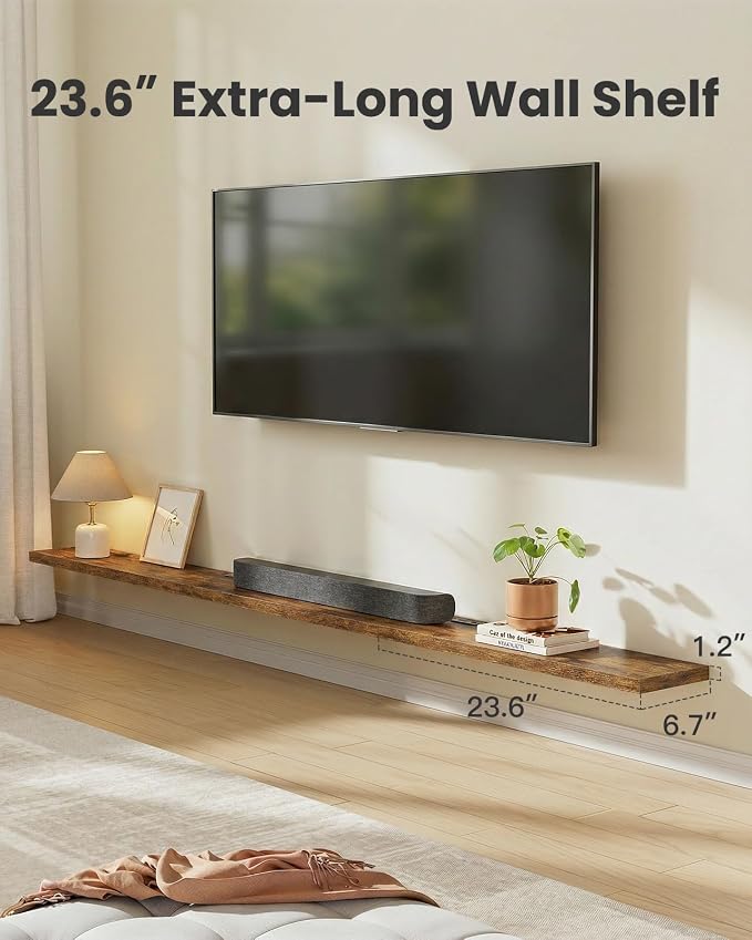 AMADA HOMEFURNISHING 23.6" L Floating Shelves, Wall Shelves Set of 3 for Bathroom/Living Room/Bedroom/Kitchen, Floating Shelves for Wall Decor with Invisible Brackets - AMFS44V, Rustic Brown - Image 4
