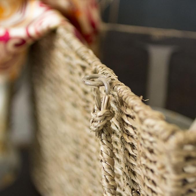 Household Essentials Wicker Stair Basket with Handles, Handwoven Seagrass, Natural - Image 4