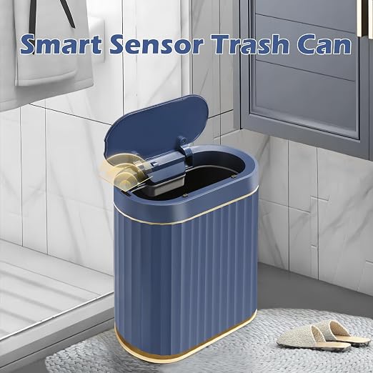 ELPHECO 2 Gallon Sensor Trash Can - 7.5L Waterproof Motion Sensor Trash Can, Automatic Bathroom Trash Bin, Slim Garbage Can, Bathroom, Office, Bedroom, Midnight Blue - Image 3