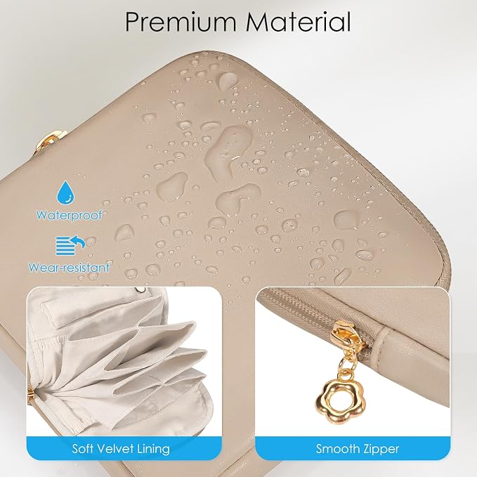 SITHON Small Travel Jewelry Case with Ring Holder, Mini Velvet Jewelry Pouch Bags, Compact Storage Organizer for Bracelet Necklaces Earrings Travel Essentials, Mother’s Day Gifts (Toffee) - Image 4