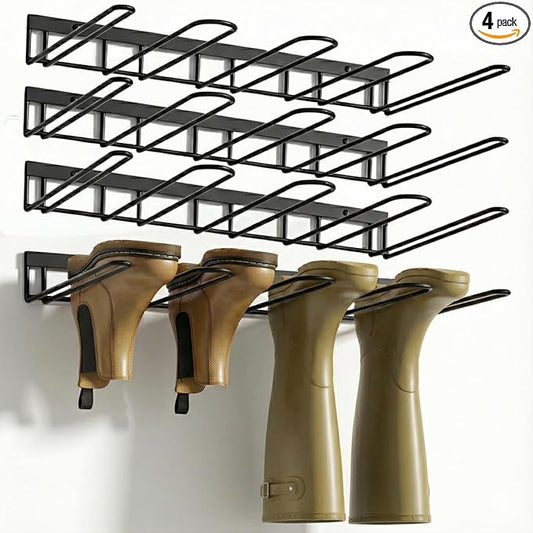 zacurter Wall Mount Boot Rack Metal Wader Hangers for Tall Boots, 8 Pair Boot Storage Organizer for Entryway Garage, Heavy Duty Cowboy Boot Holder for Rain Work Shoes, Outdoor & Indoor Use(4 Pack) by ZACURTER