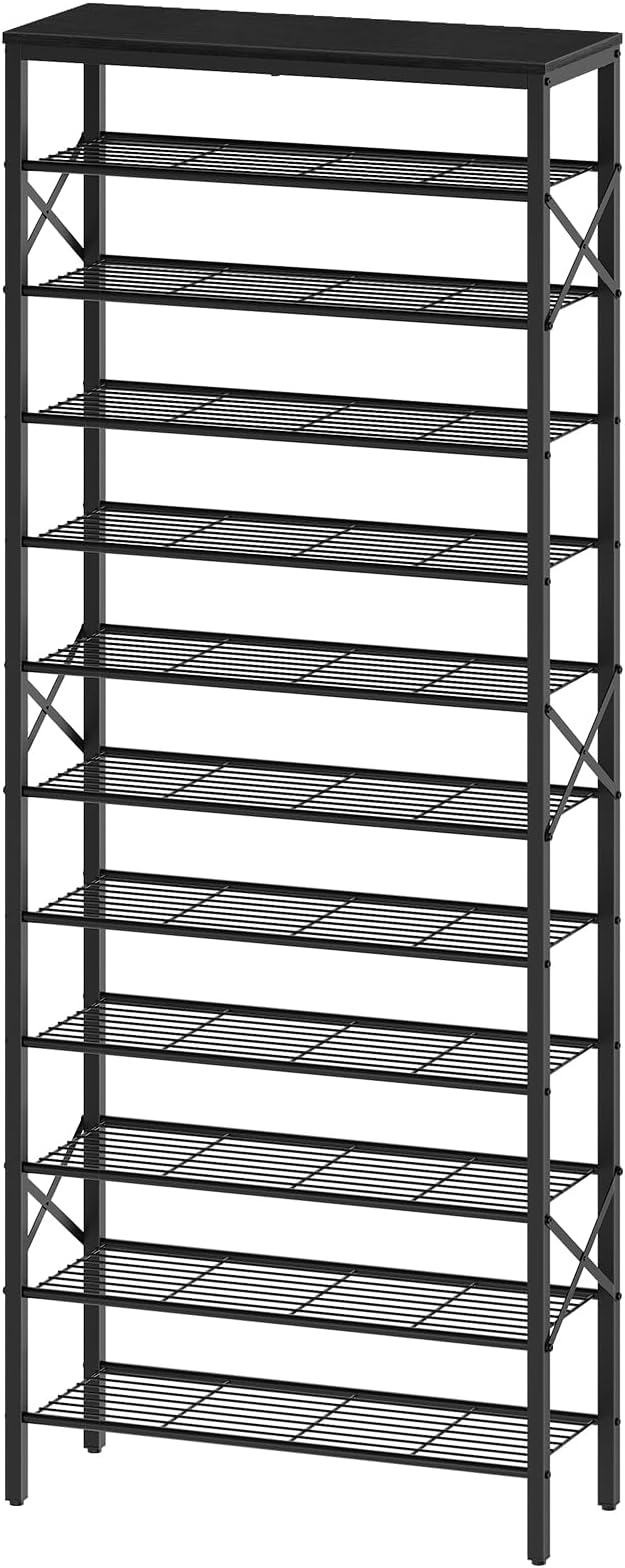 YATINEY 12 Tier Shoe Rack, Large Capacity Shoe Storage Organizer Holds 48 Pairs, Sturdy and Stable, for Entryway, Hallway, Closet, Dorm Room, Black SS12BB by Yatiney