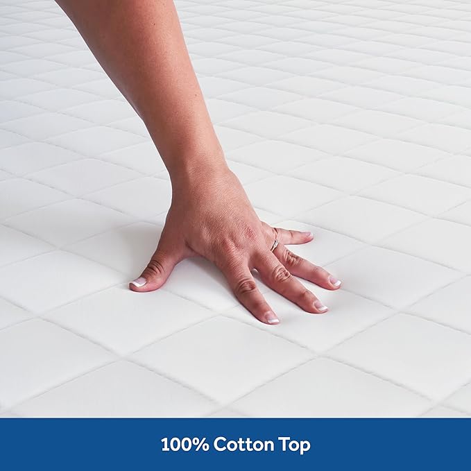 Sealy Luxury 100% Cotton Soft Top Layer, High Loft Comfort EternaLoft Fiberfill, Durable Stretch Corners Mattresses 18 Inches Deep Machine Washable Fitted Mattress Pad, Twin Size, White