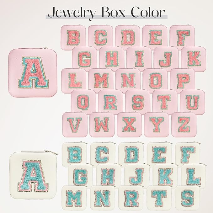 SANDJEST Personalized Jewelry Box, Pink Travel Jewelry Box with Initial R, Small Monogrammed Jewelry Case Organizer for Girls Women Teen Kids, Mini Travel Essentials Gifts for Birthday Christmas - Image 3