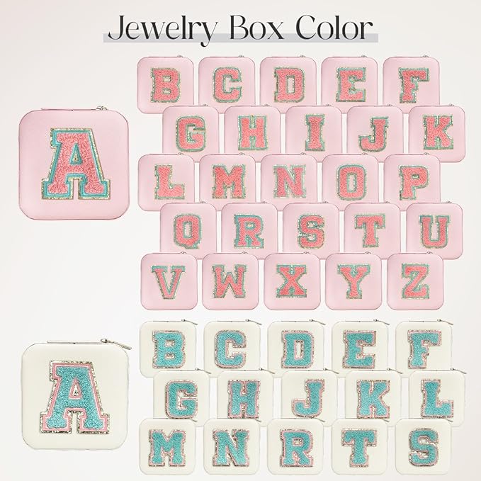 SANDJEST Personalized Jewelry Box, Pink Travel Jewelry Box with Initial S, Small Monogrammed Jewelry Case Organizer for Girls Women Teen Kids, Mini Travel Essentials Gifts for Birthday Christmas - Image 3