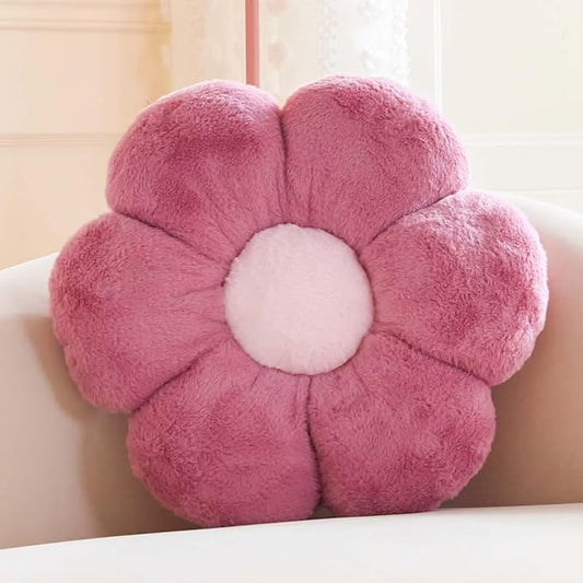 Kcvvcr Dusty Blue Flower Pillow, 17.7" Flower Shaped Plush Decorative Throw Pillow for Bed