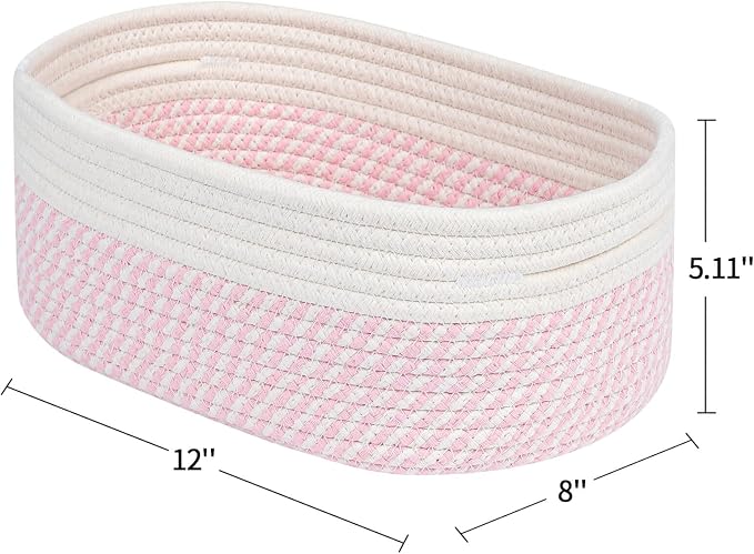 CubesLand Rectangle Organization/Storage Basket, Natural Cotton Rope Woven Baskets for Organizing, Small Basket for Kids, Baby Nursery, Cat Dog Toy Baskets, Organizer Bins for Shelves 3 Packs - Image 6