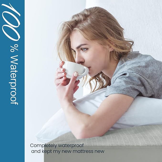 TASTELIFE Waterproof Mattress Protector Twin Size, Premium Breathable Bed Cover with Deep Pocket 6"-18", Noiseless Machine Washable & Vinyle-Free for Home & Hotel (Gray)