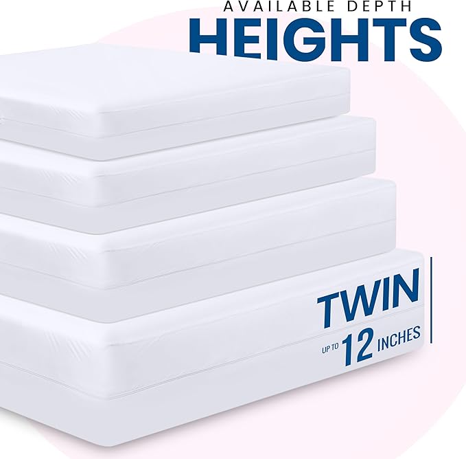 Utopia Bedding Premium Zippered Mattress Encasement (Fits 12 Inches Mattress, Twin) - Waterproof and Bed Bug Proof Mattress Protector - Six-Sided Mattress Cover (Pack of 2)