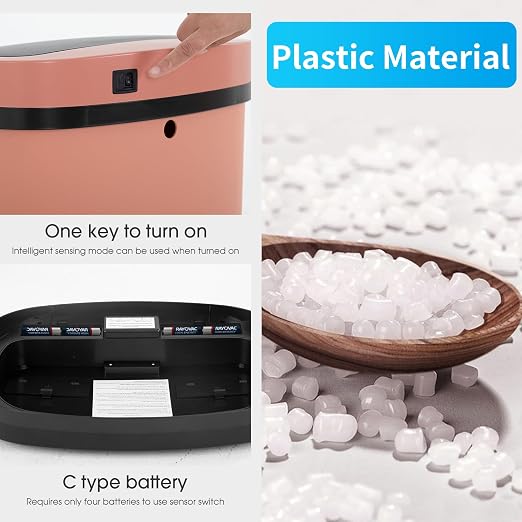 BestOffice | 13 Gallon Plastic Trash Can with Lid | Pink | Automatic Touchless Garbage Can | Odor Control | Modern Oval Design | Easy to Clean | Fits Any Kitchen, Bathroom, Office or Home - Image 3