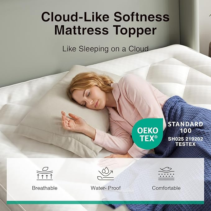 Novilla Full Mattress Topper, Extra Thick Pillow Top - Overfilled Hotel Luxury Mattress Pad Cover for Back Pain Relief, Breathable Fluffy Down Alternative Fill, 8-21” Deep Pocket, Oatmeal