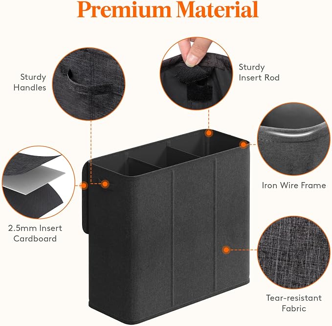 Lifewit Triple Laundry Hamper with Lid and Removable Laundry Bags, Large Collapsible 3 Dividers Dirty Clothes Basket with Handles for Bedroom, Laundry Room, Closet, Bathroom, College, 180L Dark Gray - Image 2