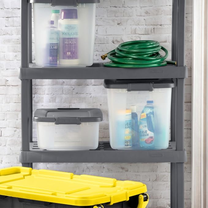 Sterilite 6-Pack ShelfTote, Clear Plastic Storage Bins with Lids, 25 Quart, Gray - Stackable Organizing Container Boxes for Closet, Bathroom, and Office - Image 8