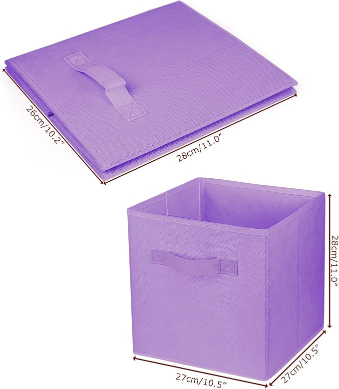 3 Pcs Storage Cubes, 10.5 Inch Collapsible Storage Bins, Fabric Foldable Bins for Organization, Durable Storage Bins for Closet, Shelves, Offices (Light Purple) - Image 3
