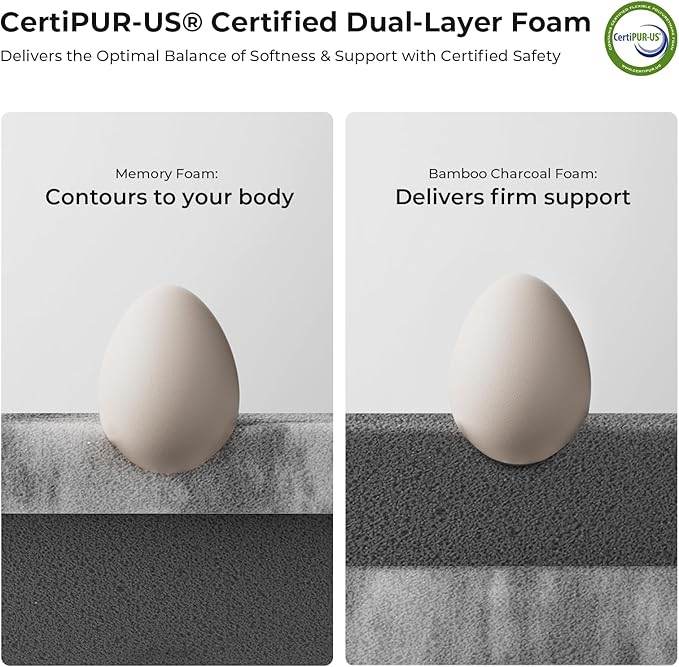 Cooling Mattress Topper King Size 4 Inch, Cooling Gel & Bamboo Charcoal Memory Foam Mattress Topper for Back Pain Relief, Firm Dual-Layer Foam Bed Pad with Removable Cover