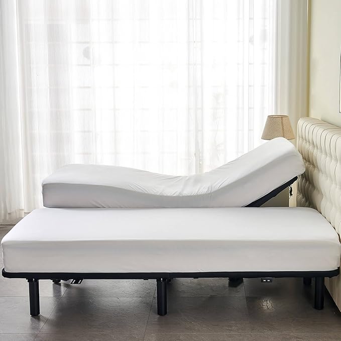 Kingnex Waterproof Split California King Mattress Protector for Adjustable Bed 2 Cali Twin XL 36x84 Soft Noiseless Jersey Fitted Matress Cover with Deep Pocket