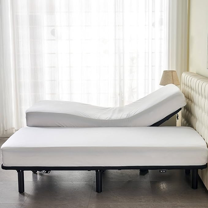 Kingnex Waterproof Split King Mattress Protector for Adjustable Beds Soft Cooling Bamboo Viscose Jersey Fitted Matress Cover