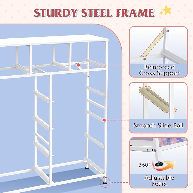 WLIVE Storage Organizer Unit with 11 Fabric Bins, Storage Drawers Organizer with Steel Frame, Tall Storage Tower Organizaton for Living Room, Hallway, Office, Tie-dye Print (Pink, Purple, Blue) - Image 7