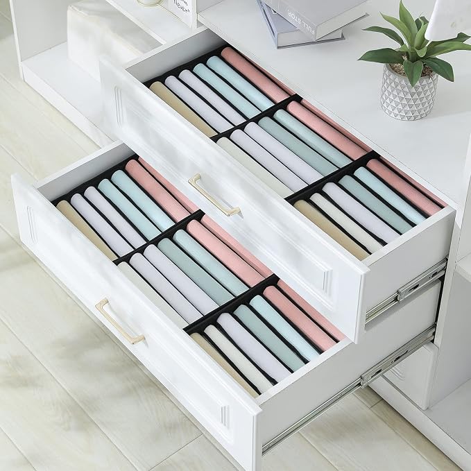 Qozary 4 Pack Drawer Organizers for Clothing, 10 Grids Foldable Dresser Drawer Organizers, Clothes Organizer for Folded Clothes, T-shirt, Tank Tops, Camisoles, Underwear, Leggings, Baby Clothes - Image 5