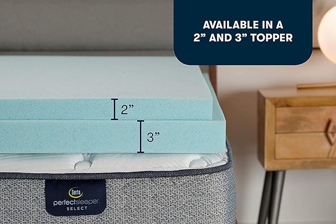 Serta ThermaGel Cooling, Pressure-Relieving Memory Foam Mattress Topper, 3 Inch, King, Made in The USA