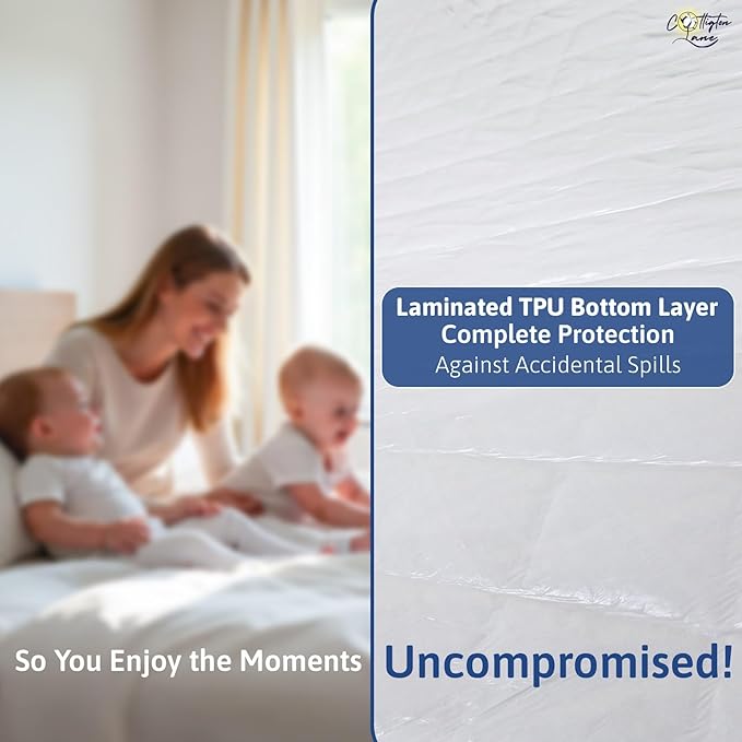 Cottington Lane 400 GSM Full Size Waterproof Quilted Mattress Pad Protector, Soft Microfiber Mattress Topper Cover with TPU Backing, Deep Pocket Fits up to 21 Inch Mattresses, White