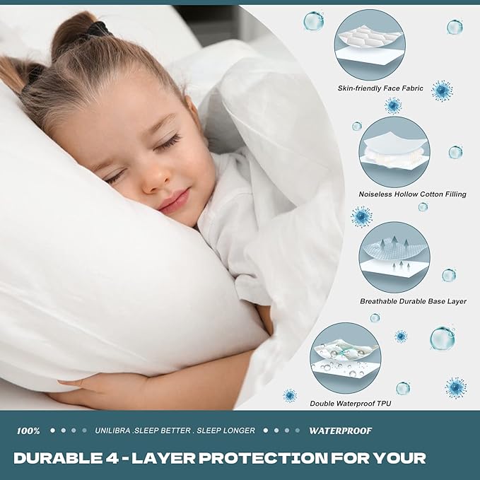 UNILIBRA King Mattress Protector Waterproof, Deep Pocket Mattress Pad Cover Up to 18 Inches, Quilted Fitted Hollow Cotton Filling Breathable Mattress Topper