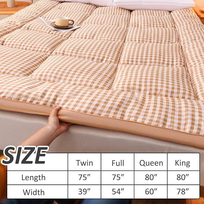 Thick Mattress Topper Twin Size - Non-Slip Mattress Pad Cover for Back Pain Breathable Folding Sleeping Pad Machine Washable Mattress Protector (39x75 inch,Pink)