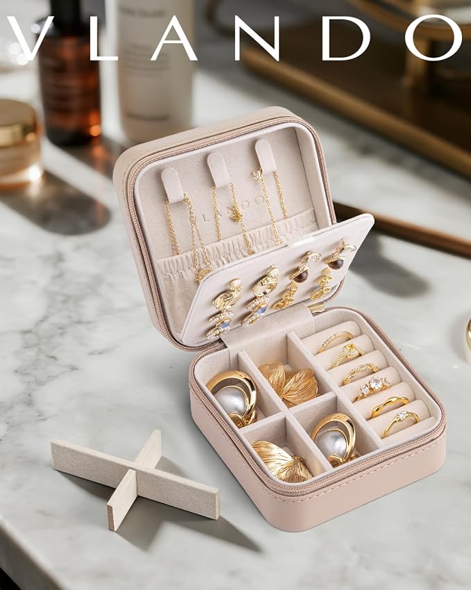 VLANDO Bridesmaid Proposal Gifts - Travel Jewelry Case, Small Travel Jewelry Organizer Box for Girls Women - Toffee - Image 2
