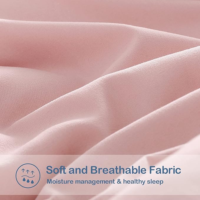 EASELAND Oversized Queen Down Alternative Comforter - Quilted Duvet Insert for All Seasons, Soft Lightweight with Corner Tabs, Summer Winter Warm Bedding, Pink 98×98 Inches