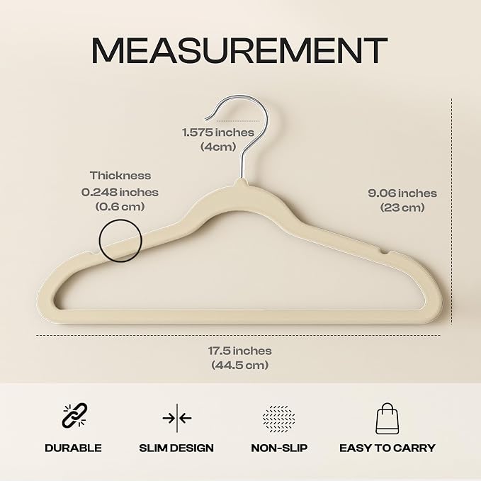 Utopia Home Velvet Hangers 50 Pack - Non-Slip Suit Hangers with 360 Degree Rotatable Hook - for Pants, Coats, Shirts & More (Ivory) - Image 7