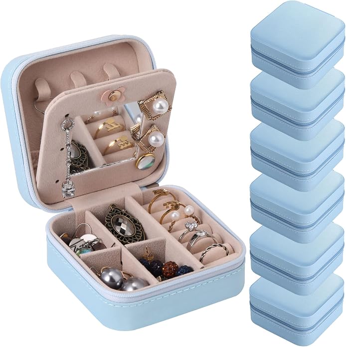 Hillban Bridesmaid Gifts Jewelry Box with Mirror, PU Leather Small Travel Jewelry Case Organizer Storage for Women Girls by Hillban