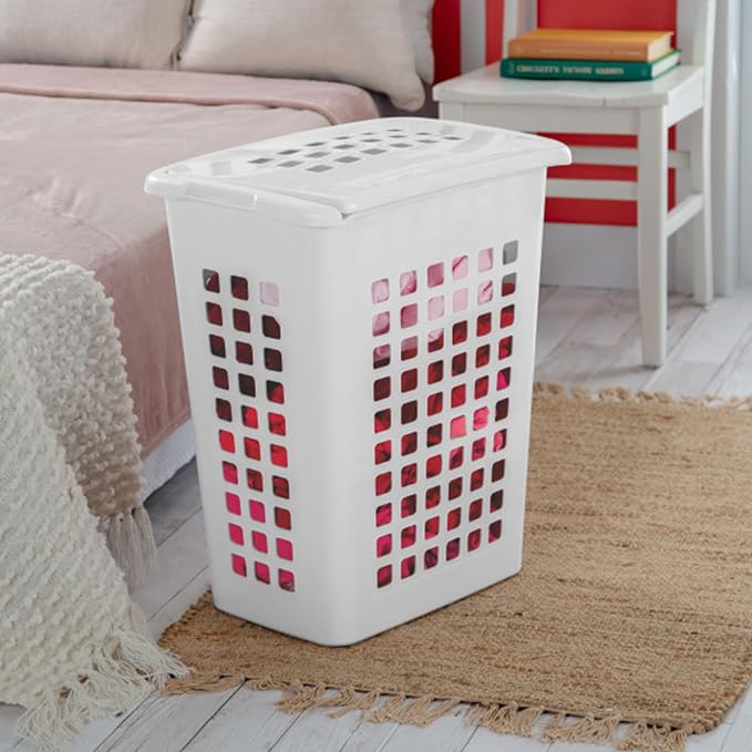 Sterilite 4-Pack LiftTop, Laundry Hamper for Clothes, Tall and Rectangular Plastic Basket with Lid, White - Large and Portable Storage Bin for Clothing and Towels - Ideal for Bathroom and Bedroom - Image 5