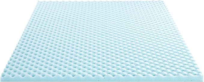 Best Price Mattress 2 Inch Egg Crate Memory Foam, Cooling Gel Infusion, Twin Mattress Topper, Dorm Essentials, Blue