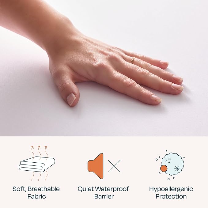 Linenspa 5-Sided Waterproof Mattress Protector – Breathable, Fitted Sheet Style, Machine Washable – Twin XL Size Mattress Protector, White