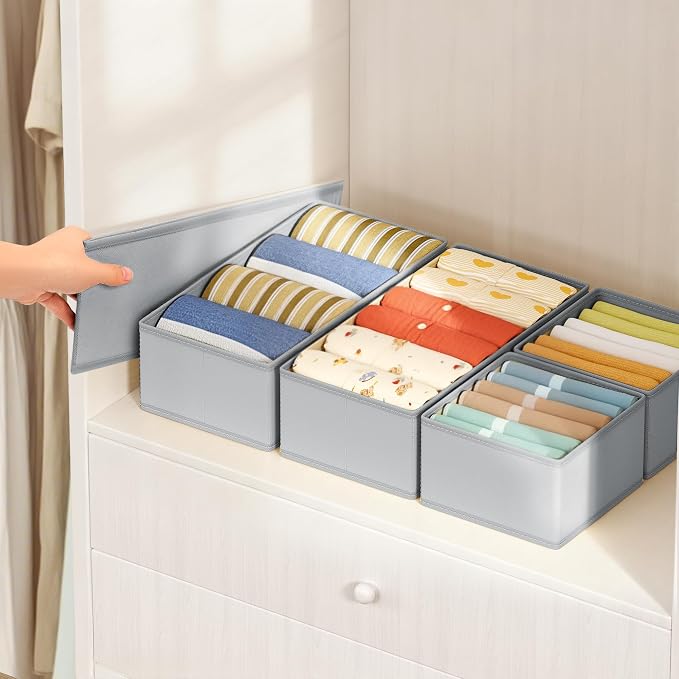 DIMJ Drawer Organizer Clothes Storage - 18 Pack Baby Dresser Organizer for Nursery, Foldable Drawer Dividers for Bedroom Closet Organization, Fabric Storage Bins for Socks, Underwears, Bras - Image 7