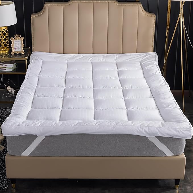 Extra Thick Mattress Topper Short Queen Bed Size.Breathable Cooling Mattress Pad Cover.100% Cotton Pillow Top Quilted Mattress Protect Bed Mattress Topper 1400GSM Soft Down Alternative Fill(60 * 75")