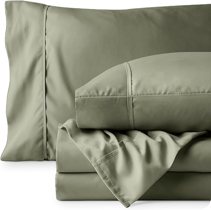 Bare Home Twin Sheet Set - 1800 Ultra-Soft Microfiber Twin Bed Sheets - Double Brushed - Deep Pockets - Easy Fit - 3 Piece Set - Bedding Sheets & Pillowcases (Twin, Sage)