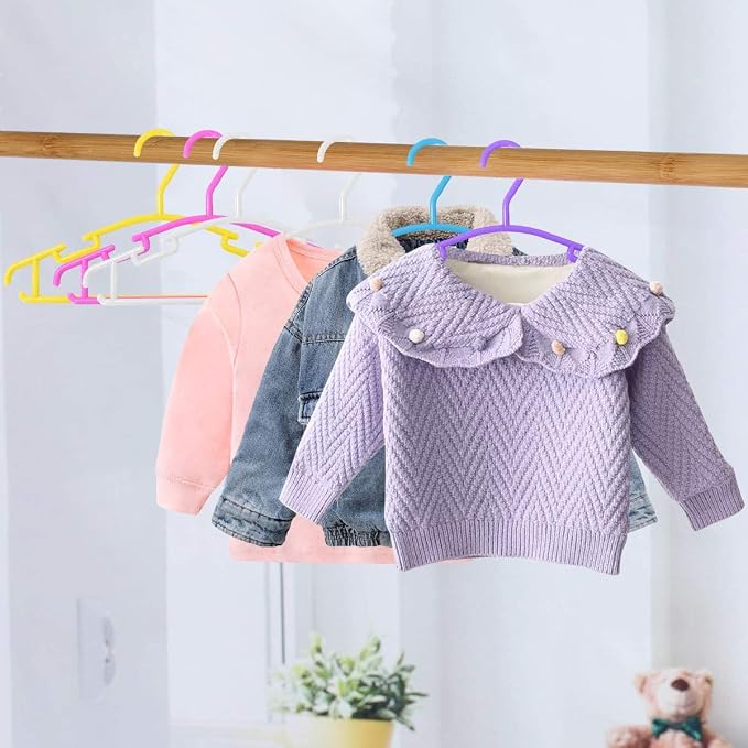 GoodtoU Baby Hangers, 100 Pack Kids Plastic Hangers for Small Childrens Baby Clothes Infant Child Nursery Closet Organization - Image 6