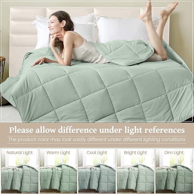 Homelike Moment Comforters Queen Size - Green Duvet Insert Down Alternative Bed Queen Comforter, Lightweight Bedding Comforter Full Size Quilted Soft All Season Solid Green