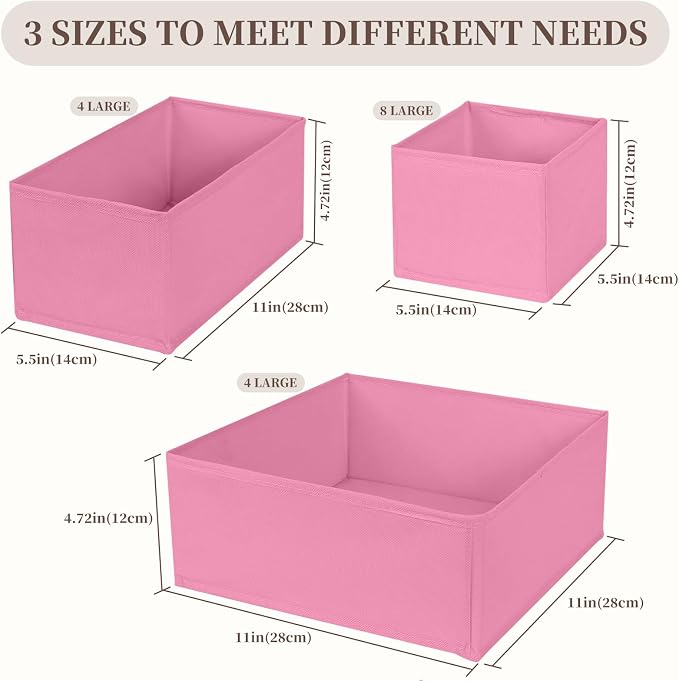 Drawer Organizer Clothes, 16 Pack Dresser Organizer Bins, Foldable Closet Organizers and Storage Fabric Dresser Bins, Shallow Drawer Dividers for Clothing, Underwears, Socks, Tie - Image 2