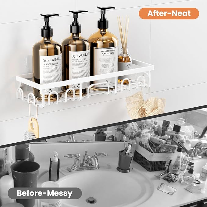 Shower Caddy, 3 Pack Shower Shelves for Inside Bathroom, Rustproof Adhesive Bathroom Organizer with Soap Holder, No Drilling Washroom Organizers and Storage for Bathtub Room/Kitchen/Home, White - Image 7