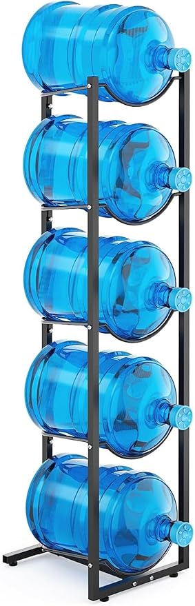 MYLOLF 5 Gallon Water Jug Holder : 4 Tier Water Jug Stand Holder for 5 Gallon Water Dispenser- 5 Gal Water Bottle Storage Rack Organizer for Home Kitchen Garage (5 Tier) by MYLOLF