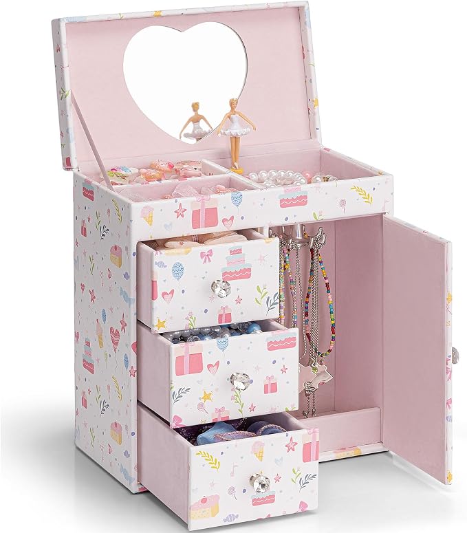VLANDO Musical Jewelry Box for Girls, Large Kid Music Box with Ballerina for Birthday Bedroom Decor, 4 Layer Girl Jewelry Gifts for Girls Kids - Fantasy by VLANDO