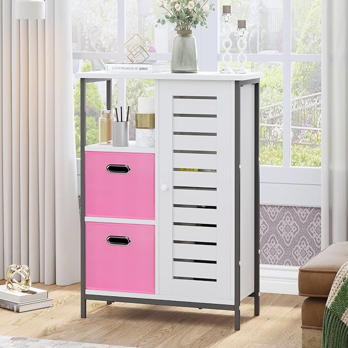 Black Fabric Cubby Storage Bins,13x13x13 Inches ,Cube Organizer Bin Foldable Storage Boxes with Dual Handles Fabric Organizer Box and collapsible Storage basket,Set of 3 ,Pink - Image 4