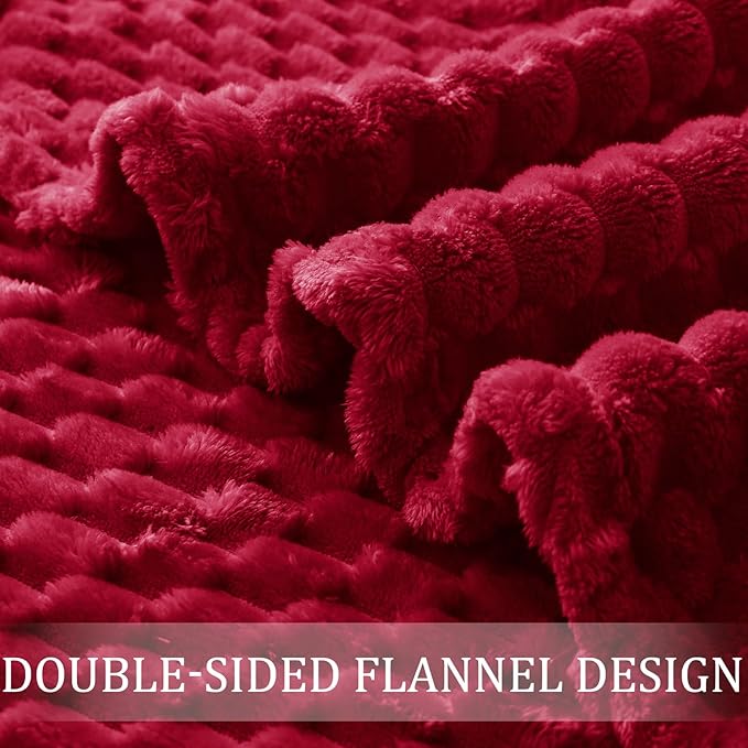 Exclusivo Mezcla Fleece King Blanket for Bed, Extra Large Fuzzy Deep Red Bed Blankets, Soft Cozy Plush Sofa Throws for All Seasons, 90x104 Inches