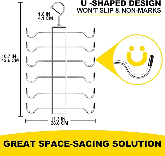 Closet Organizers and Storage, 6 Tier Tank Top Hanger, Dorm Room Essentials, Non-Slip Bra Hangers Space Saving, Organization for Camisoles Sports Bras Strappy Dress Swimsuits Ties, 3 Pack - Image 5
