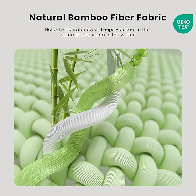 Bamboo Mattress Topper Twin XL Size 2 Inch, Cooling Gel & Bamboo Charcoal Memory Foam Mattress Topper for Back Pain Relief, Firm Dual-Layer Foam Bed Pad with Removable Cover College Dorm