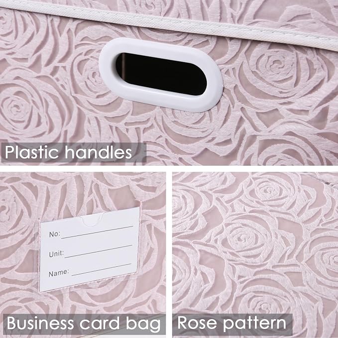 PRANDOM Extra Large Collapsible Storage Cubes with Lids Fabric Decorative Storage Bins Boxes Organizer Baskets with Cover Handles for Bedroom Closet Living Room 19.6x15.7x11.8 Inch 3 Pack - Image 4