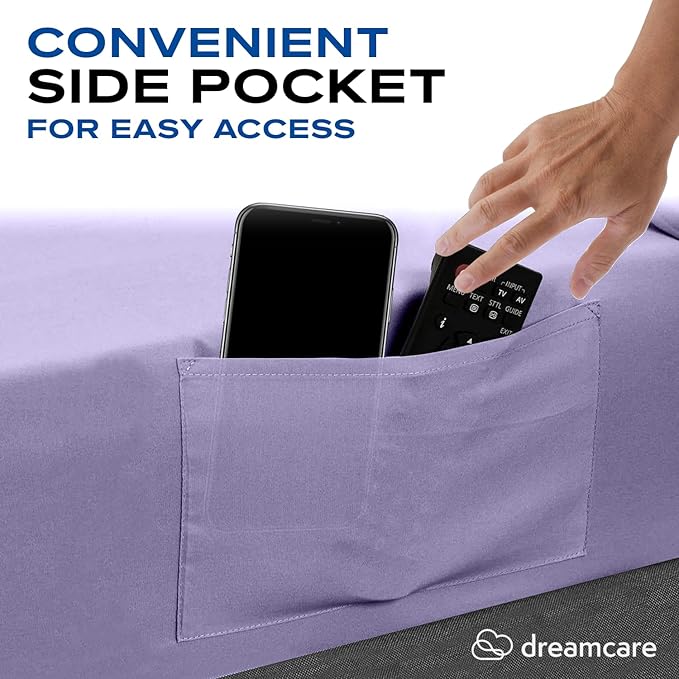 DREAMCARE Twin XL Sheet Sets - 4 pcs Breathable Cooling Bed Sheets - up to 15" Deep Pocket Twin XL Sheets Set with Side Pockets - Extra Soft 100% Brushed Hypoallergenic Hotel Luxury Bedding - Lavender