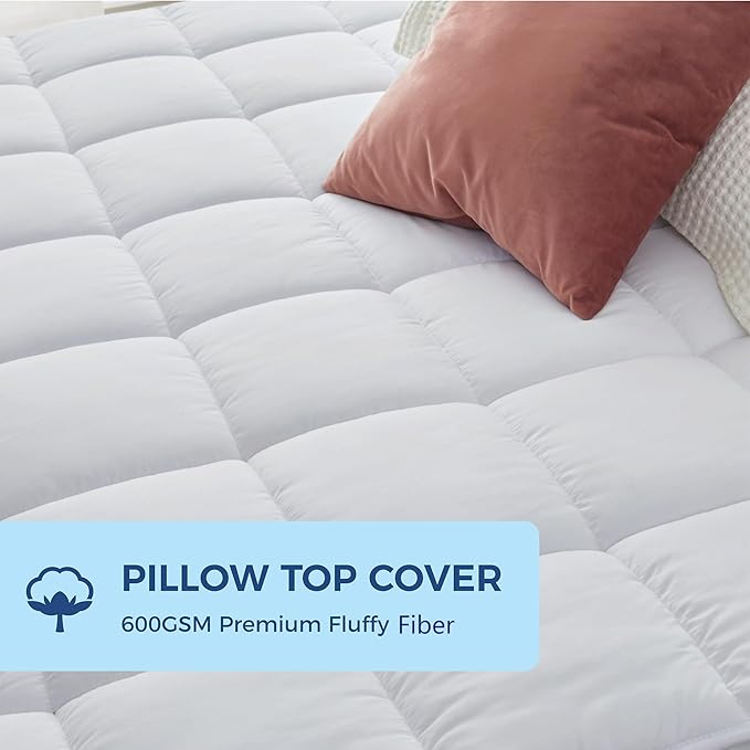 3Inch Queen Mattress Topper Cover(Only Cover),Mattress Protector Bedding,Foam and Latex Mattress Cover with Zipper and Adjustable Straps,Pillow Top(80 x 60”) Gray